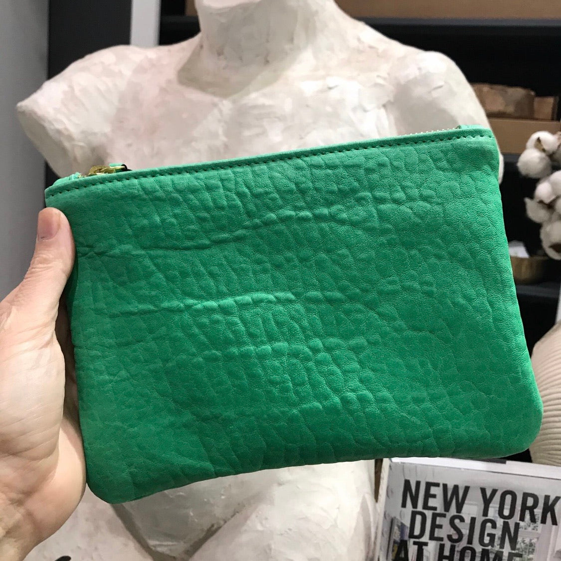 leather zipper pouch 6" x 8"