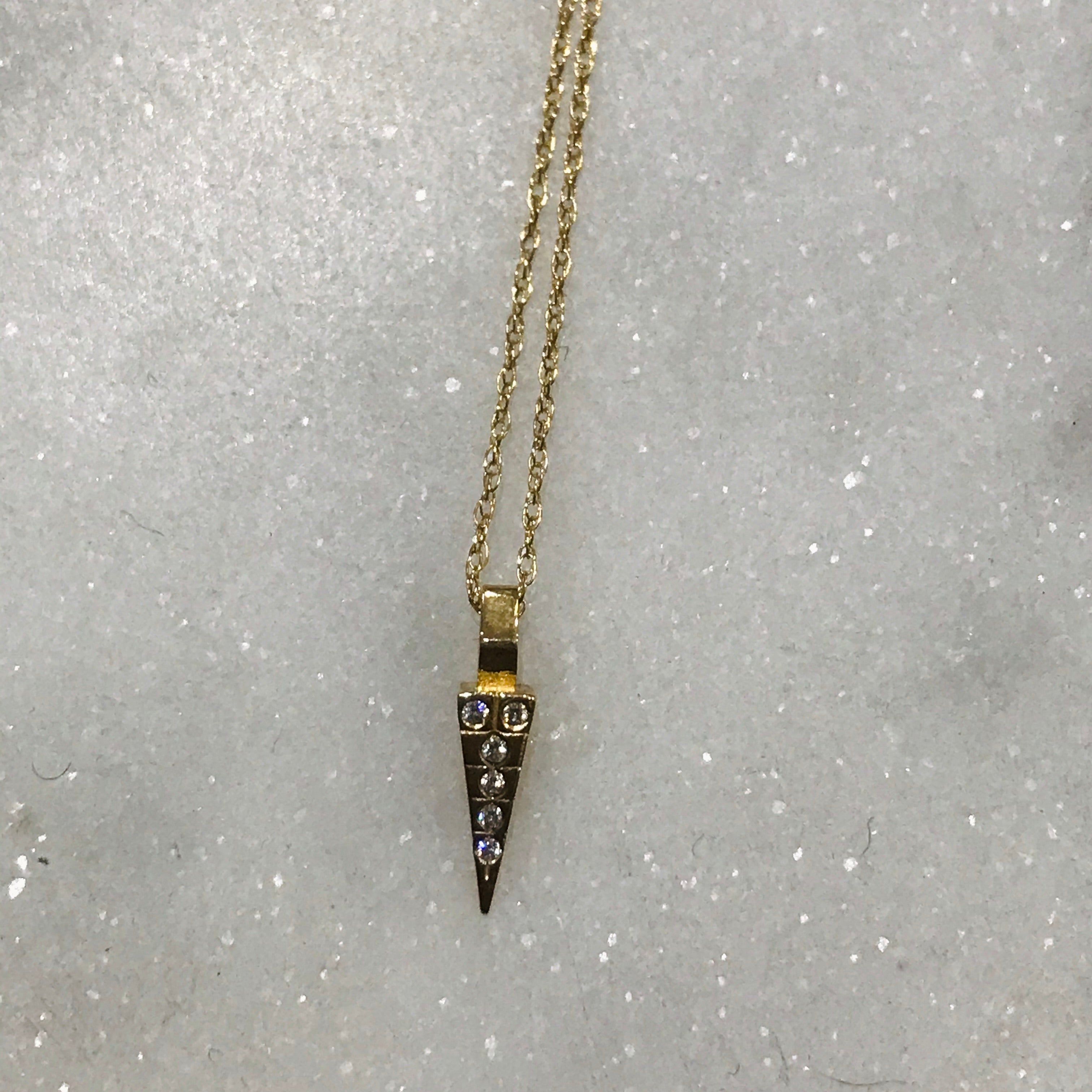 diamond dagger necklace in 14k rose or yellow gold
