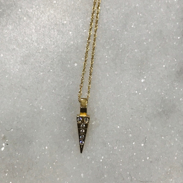 diamond dagger necklace in 14k rose or yellow gold