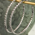 2” silver diamond hoop earrings