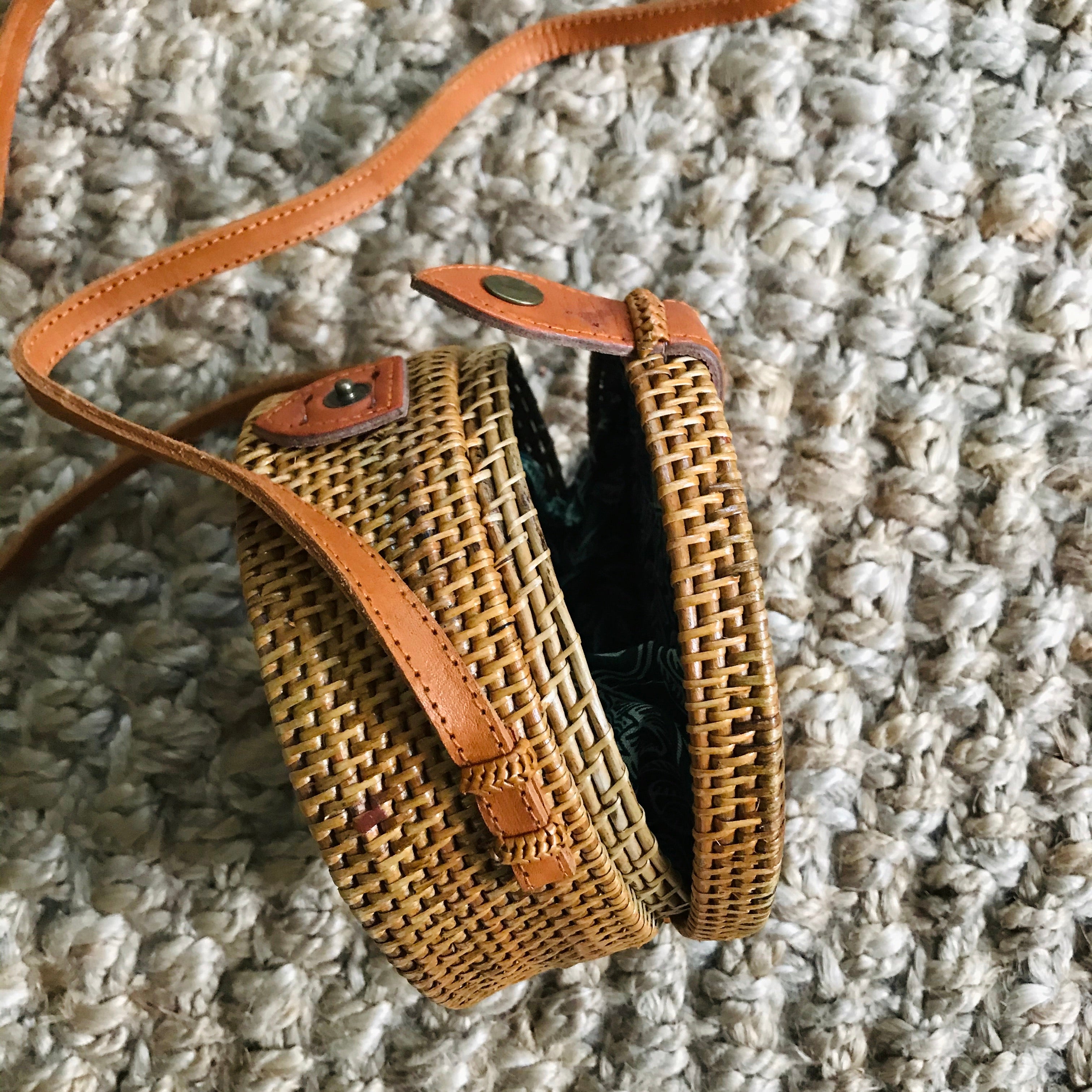rattan cross body bag