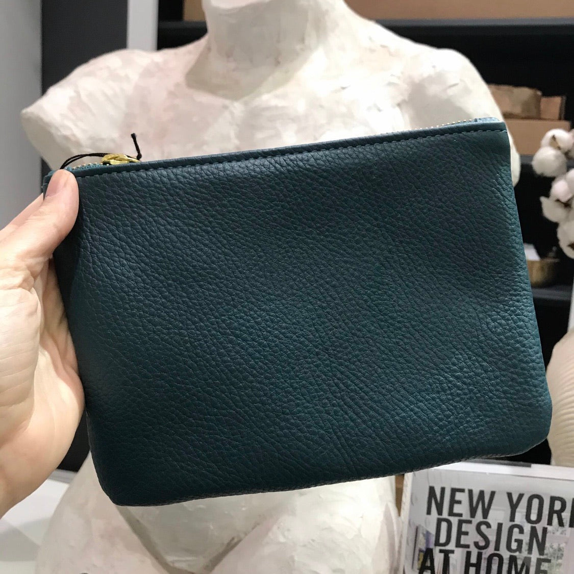 leather zipper pouch 6" x 8"