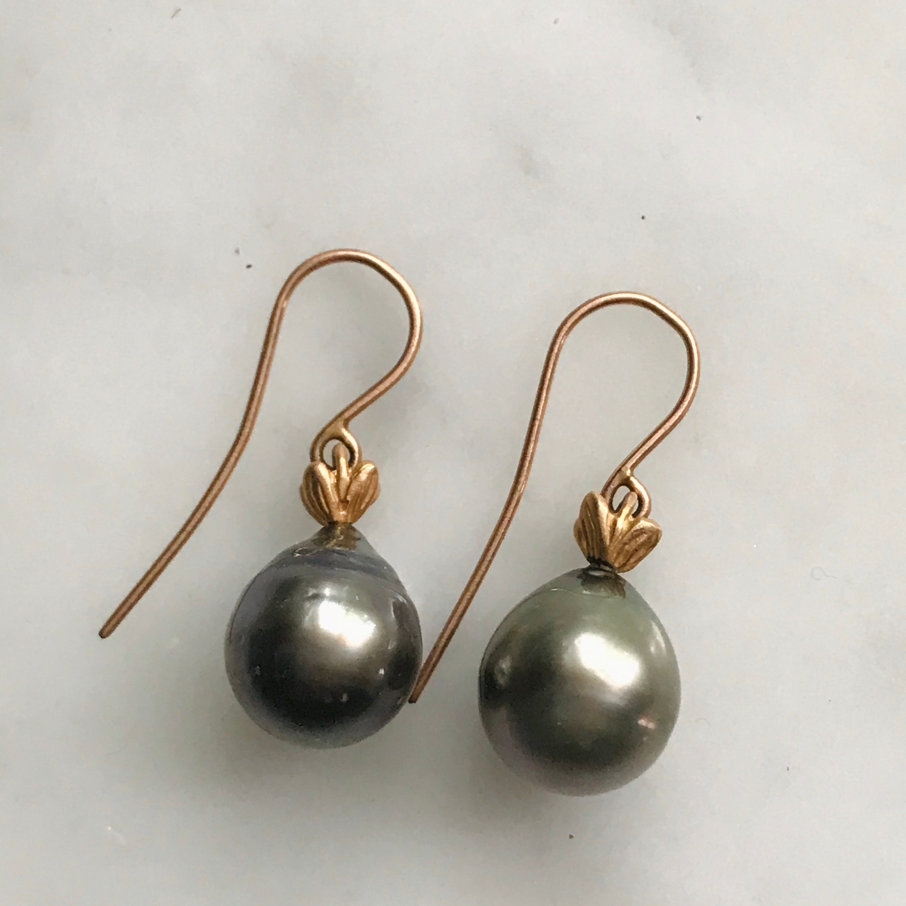 18k bud rose gold tahitian dangles