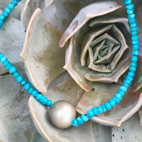 sleeping beauty turquoise + pearl necklace