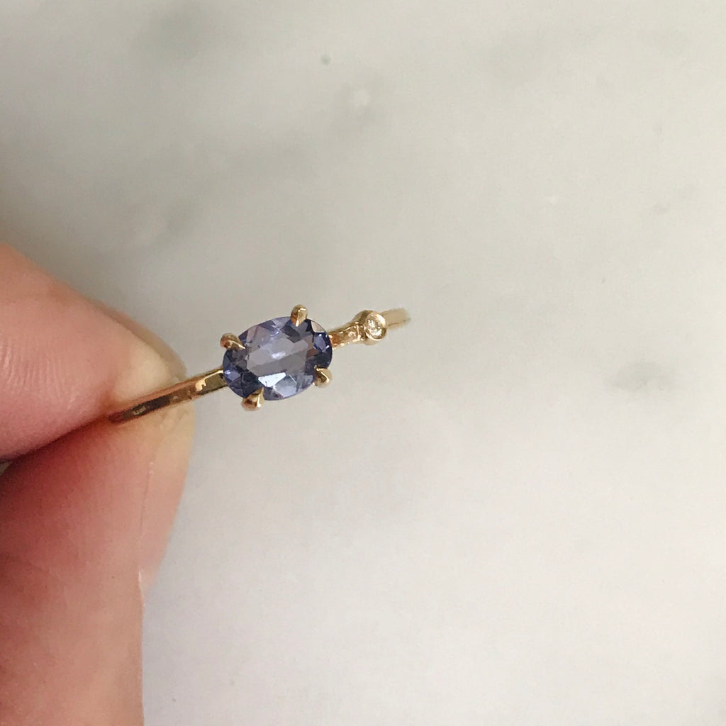 lavender spinel diamond wink ring 14k