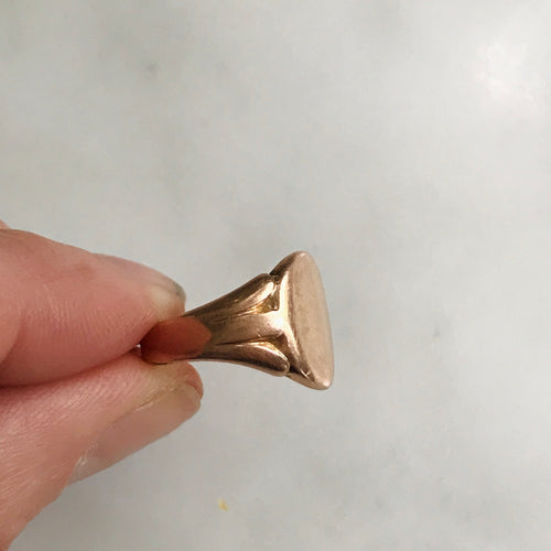 9k antique rose gold signet ring
