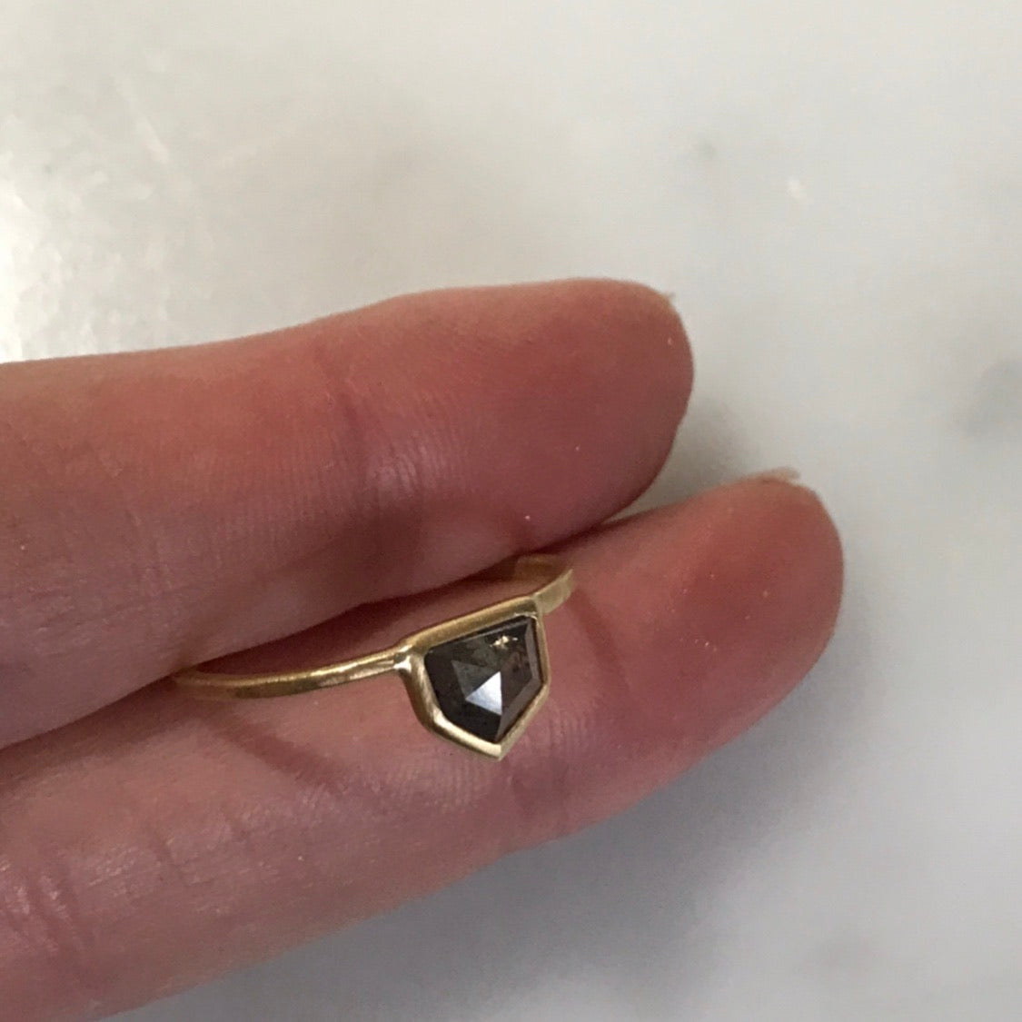 salt + pepper diamond ring set in 18k gold