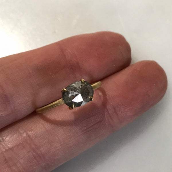 salt + pepper diamond ring set in 18k gold