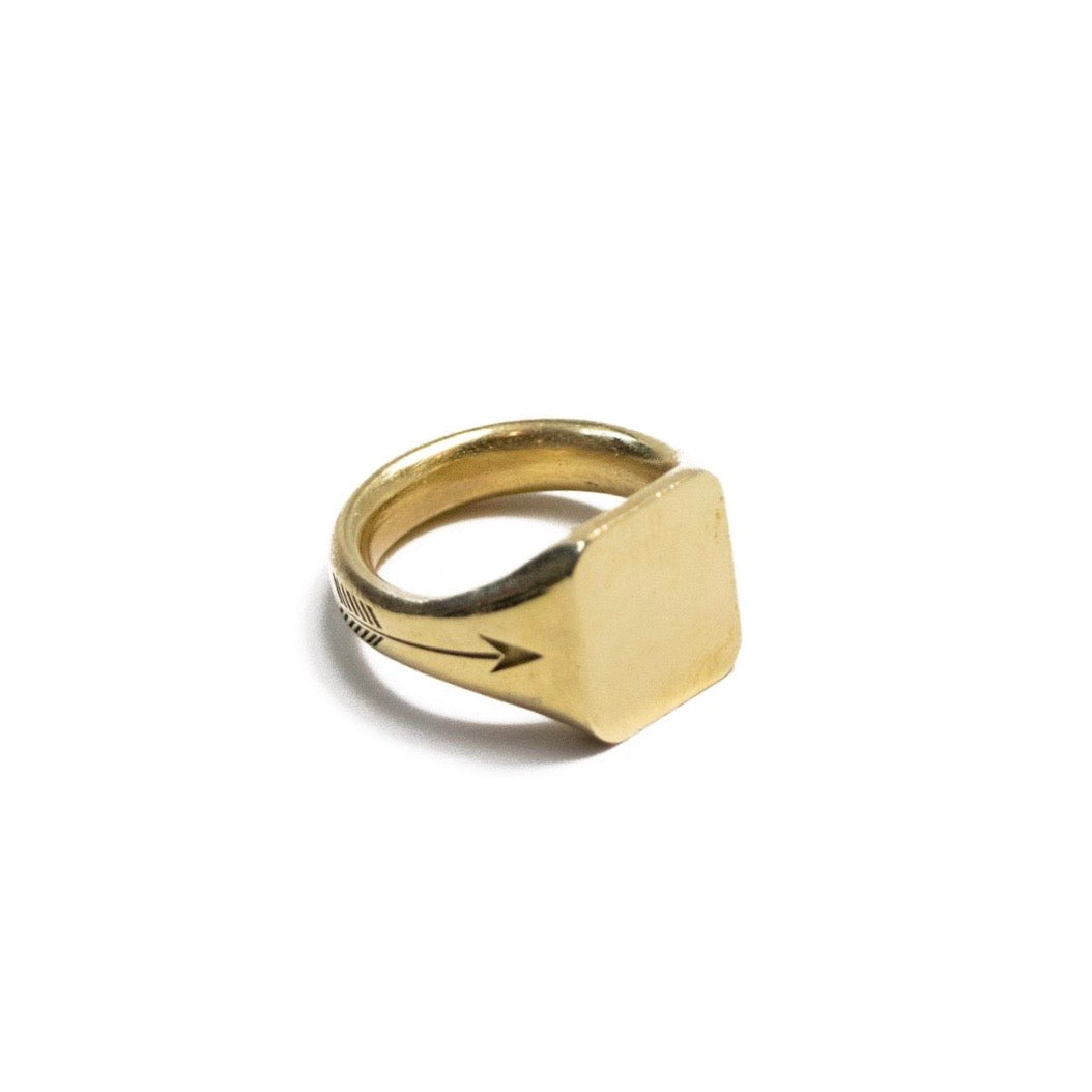 antique brass rectangle signet ring