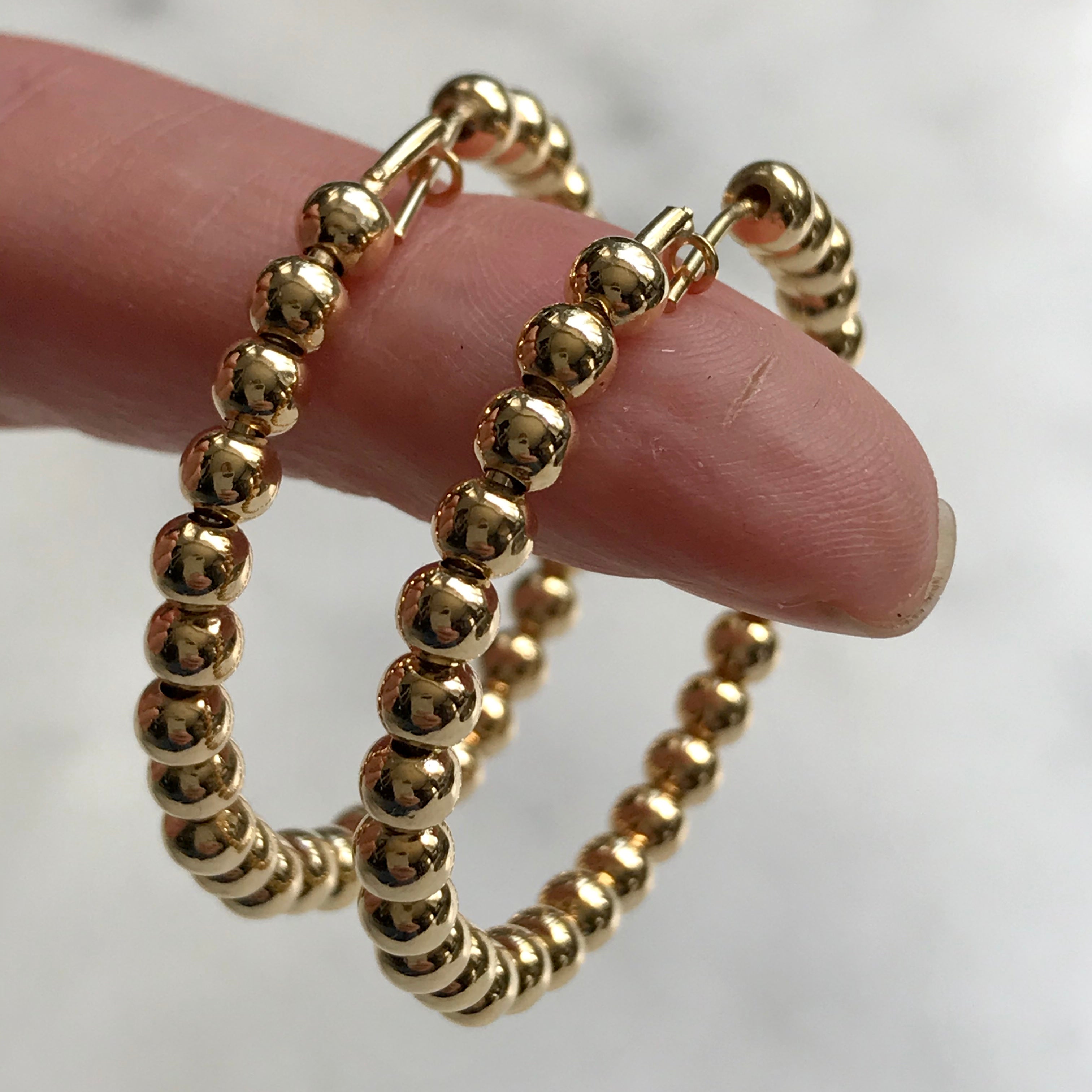 beaded ball hoop earrings